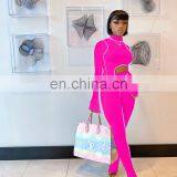 2020 Autumn Hot Sales Women Striped Fashion Two Piece Clothing Set Ladies Fitness Yoga Suit 2 Piece Set Women Clothing Set thumbnail-5