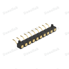 Dnenlink 3.00mm Pitch Single Row H2.5mm Plane Contact Right Angle Female Header SMT Type PogoPin Header With Peg thumbnail-2