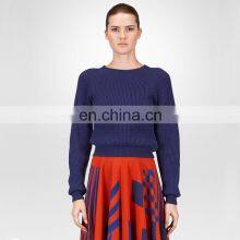 Ladies Fashion Long Sleeve Rib Knit Sweater thumbnail-1