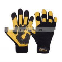 HANDLANDY Premium Golden Grain Deerskin Fork Lift Drivers Yard Work Warehouse Racing Gloves Motorcycle Mechanic Safety Gloves