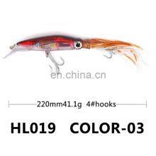 22cm 41g Artificial Life-Like Hard Plastic Bait With Rubber Skirts Sea Fishing Lure Squid Octopus Minnow thumbnail-5