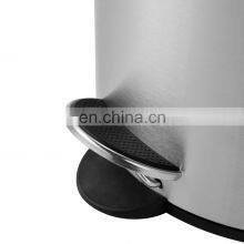 3L Large Single Step Stainless Steel Covered Round Trash Can Foot Pedal Dustbin Garbage Bin thumbnail-2