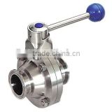 Stainless Steel 304 316l, Sanitary Tri clamp Butterfly Valve by Manual/ Pneumatic Actuated
