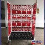 Hot Sale Folding Metal Logisitc Moving Mesh Roll Container With Plastic Base Panel