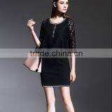 2015 Latest European Style Elegant Black Lace Long Sleeve Overlay Evening Dress thumbnail-1