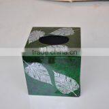 Leaf Design Square Wooden Tissue Box thumbnail-1