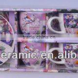 Purple 4 Pieces Ceramic Cup and Saucer