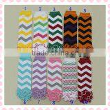 100% COTTON Baby Leg Warmer Chevron Zig Zag Leg Warmers With Ruffles thumbnail-1