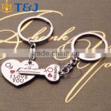 <<<Top Selling Excellent Couple Heart Key Shape I Love You European Style Valentine's Day Gift Unisex Cheap Simple Key Chain/
