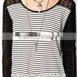 Elements Stripe Fashion Women Tunic With Lace Contrast thumbnail-3