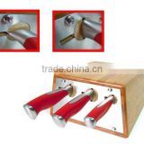 Wood or Bamboo Knife Block Set with 3 Holes and Rotating Rotatable Knife Lock