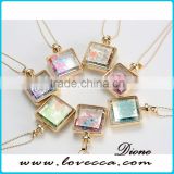 2016 Newest style gold plating dried flower glass terrarium necklace