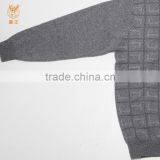 Fancy Round Neck Cashmere Sweater Pullover, Men Latticed Grey Pullover thumbnail-3