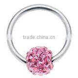 14G 716 Pink CZ Disco Ball 316L Surgical Steel Captive Bead Ring thumbnail-1