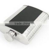 4 OZ Flagon With Black Twill Leather Hip Flask thumbnail-2