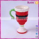 Wine Glass Shape Ceramic Custom Coffee Cup With Handle thumbnail-3