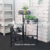 Garden Decor Yard Flower Pot 3-Tiered Folded Plant Pots Tray Rack Metal Black thumbnail-3