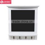 Enrtyway Wall Mounted Country White Rustic Wood Framed Message Black Chalkboard With 4 Utility Coat /key Hooks Notice Board thumbnail-2