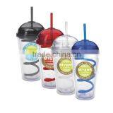 With Spiral Straw 16oz Plastic Dome Lid Tumbler thumbnail-1