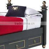 Norwegian Forest Style Royal Black Solid Wood Daybed With Drawers BF11-05143b thumbnail-2