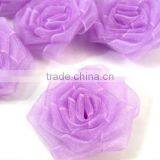 2" Purple Organza Flower Ribbon Roses thumbnail-1