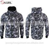 Cheap 100% Cotton Camo Hooded Zip up Hoodie and Jogging Pants Men Tracksuit Set With no Logo thumbnail-4