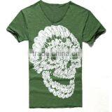 2016 Men Deep V Neck Summer Cotton Skull Print Slim T Shirt thumbnail-4