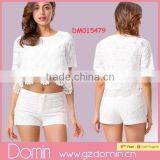Fashion Design Crochet Scallop Hem Crop Top And Short 2pcs Co-ord Set thumbnail-1