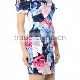 Guangzhou Woman Clothes Floral Print off Shoulder Dress Women Summer thumbnail-5