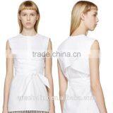 2016 Lady Fashionable Cheap White Belted Sleeveless Blouse thumbnail-5