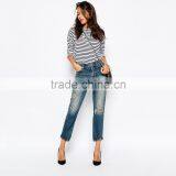 New Fashion High Waist Ripped Women Bulk Wholesale Jeans thumbnail-1
