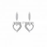 Silver Plated Long CZ Studded Heart Earrings thumbnail-1