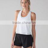 MGOO Summer Style Low Cut Women Sexy Sport Wear Singlet Striped Printing Breathable Gym Tank Top thumbnail-2