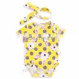 Newborn Lovely Headbands Green Yellow Rabbit Outfit Set Animal Baby Romper Unisex thumbnail-2