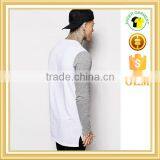 New Trendy Longline t Shirts Slim Fitted T-shirt With Contrast Sleeves thumbnail-2
