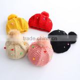 F40872A Crochet kids hat fashion colorful top ball winter kids hats and caps