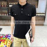 2016 Fashion Custom 100 Cotton Two Color Polo Shirt With Double Pocket thumbnail-1