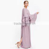 Layered Flare Sleeve Kaftan Dress High Quality Long Dresses Women Lady thumbnail-4