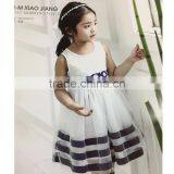 Children Sleeveless Satin Ribbon Decorated White Dress thumbnail-1