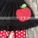 Girls Summer Outfits Children Back to School Clothing Girls Apple Dress With Red White Polka Dot Capri Pants With Accessories thumbnail-2