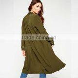 Lapel Collar Women's Long Windbreaker Latest Winter Autumn Pink Trench Coat thumbnail-4