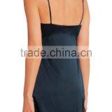 Midnight-Blue Stretch-Silk Satin Sexy Lingerie Sleepwear in Slim Fit for Women thumbnail-3