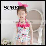 Children Piece Swimsuit Girls Skirt Type Swimsuit Children Baby Swimwear Floral thumbnail-1