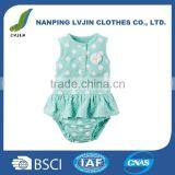 Cotton Infant Apparel Baby Polka Dot Girls Bodysuit Romper Green thumbnail-1