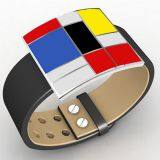 Women Stainless Steel Plated Colorful Enamel Bangle Bracelet thumbnail-1