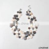 Three Stands Layering Multi Color Shell Beaded Necklace Fashion Statement Necklace thumbnail-2