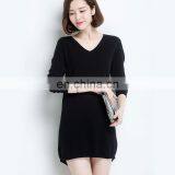 Good Quality Fashion Slim Fit v Neck Custom Knitted Pure Color Womens Pullover 100% Cashmere Sweater Factory thumbnail-2