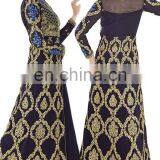Women Navy Blue Color Occasion Wedding Party Wear Semi-Stitched Dress Material 2017 (anarkali Dresses) thumbnail-3