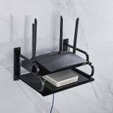 Black Aluminum Small Double Deck Set Top Box Shelf Wall Mounted Router Bracket