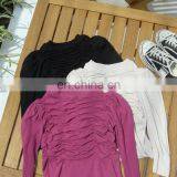 Girls' Bottoming Shirt Autumn 2020 Korean Wave Wrinkle Bubble Sleeve Solid Color Knitted Bottoming Shirt Top thumbnail-2
